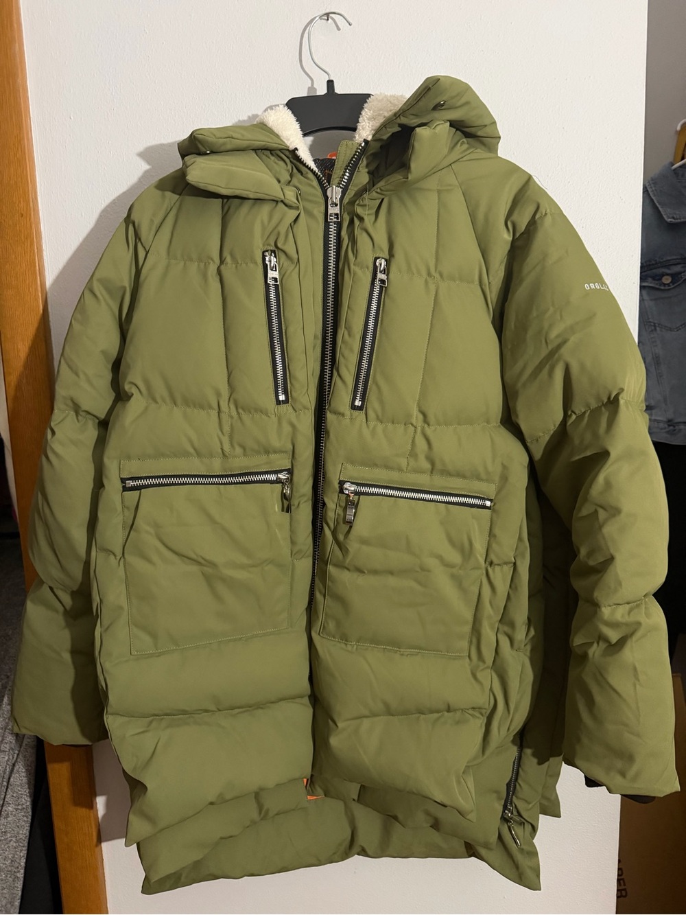 OLAY Olive Green Quilted Hooded Puffer Coat